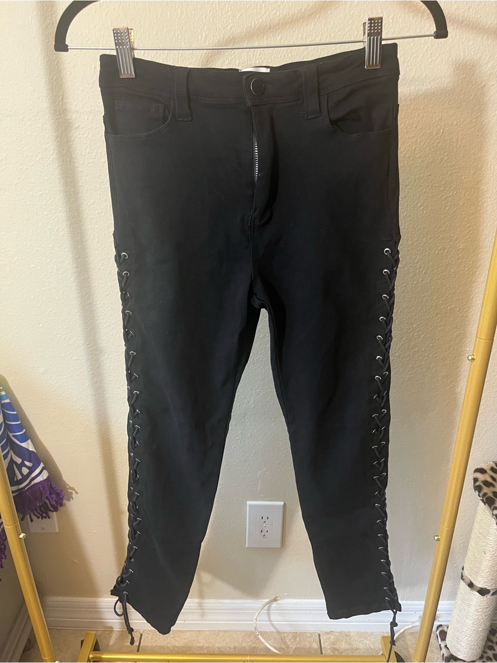 Caution To The Wind Black Lace-Up Side Pants